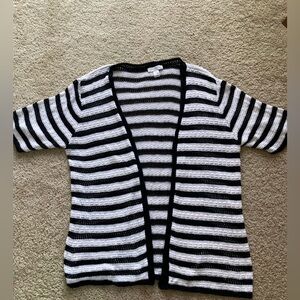 CJ Banks Black and White Striped Women's Sweater Size 2X. Made in USA